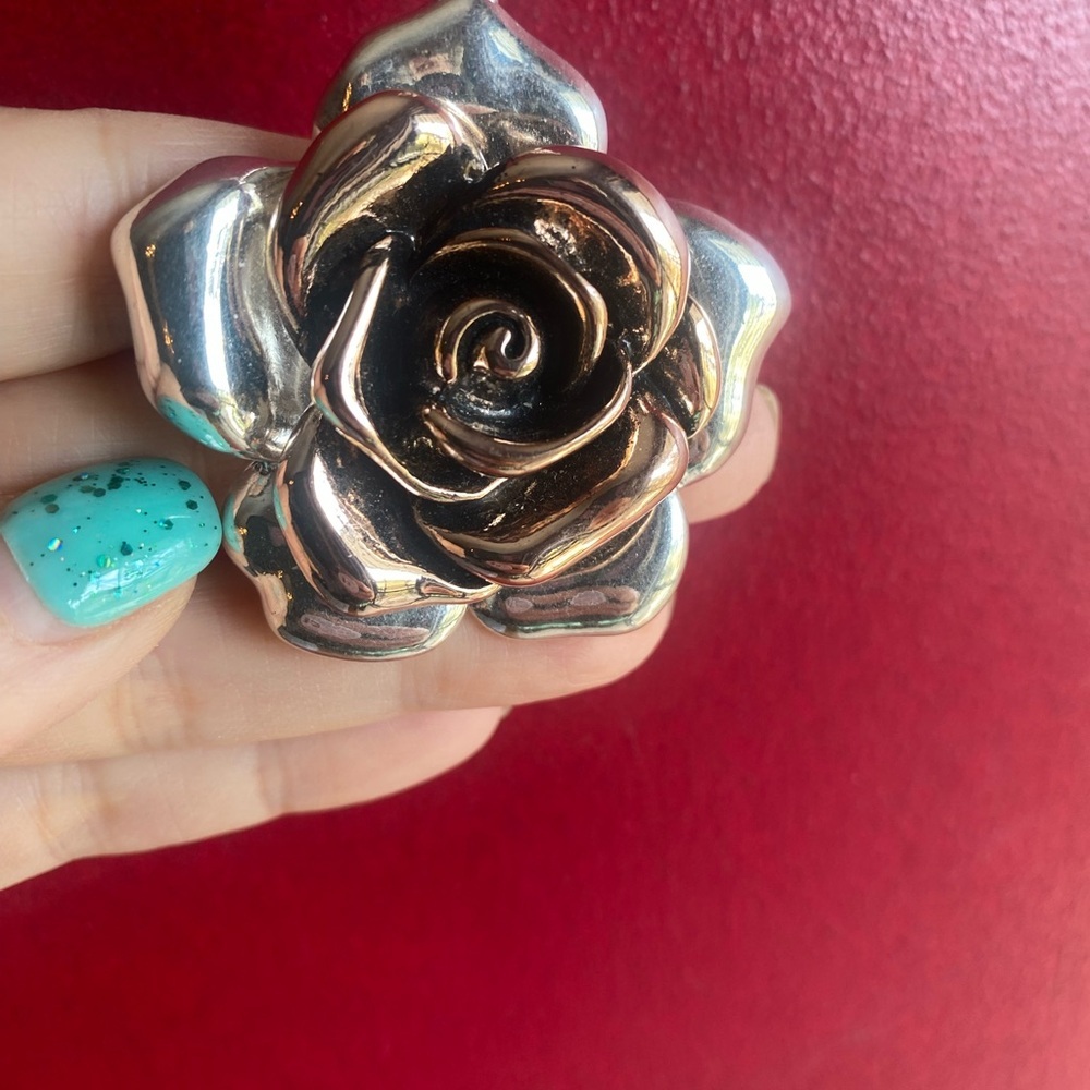 Calling all rose lovers rose statement silver necklace & smaller earrings set - Picture 5 of 7